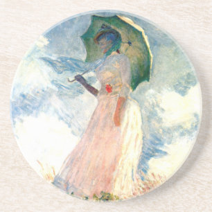 Monet Woman mit einem Sonnenschirm gegenüber Links Getränkeuntersetzer