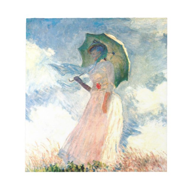 Monet Woman mit einem Sonnenschirm gegenüber Links Notizblock (Vorderseite)