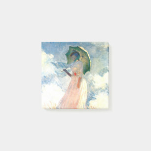 Monet Woman mit einem Sonnenschirm gegenüber Links Post-it Klebezettel