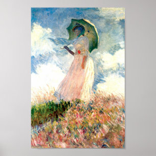 Monet Woman mit einem Sonnenschirm gegenüber Links Poster