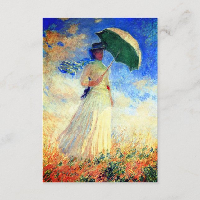 Monet Woman mit einem Sonnenschirm rechts Begleitkarte (Vorderseite)