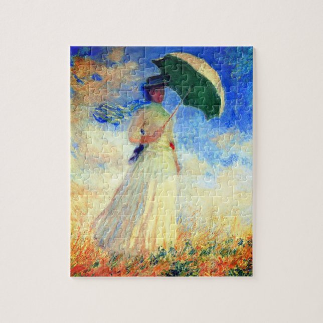 Monet Woman mit einem Sonnenschirm rechts Puzzle (Vertikal)