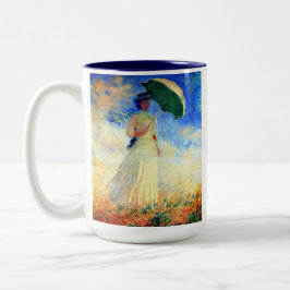 Monet Woman mit einem Sonnenschirm rechts Zweifarbige Tasse
