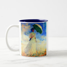 Monet Woman mit einem Sonnenschirm rechts Zweifarbige Tasse