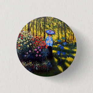 Monet Woman mit Parasol im Garten Button