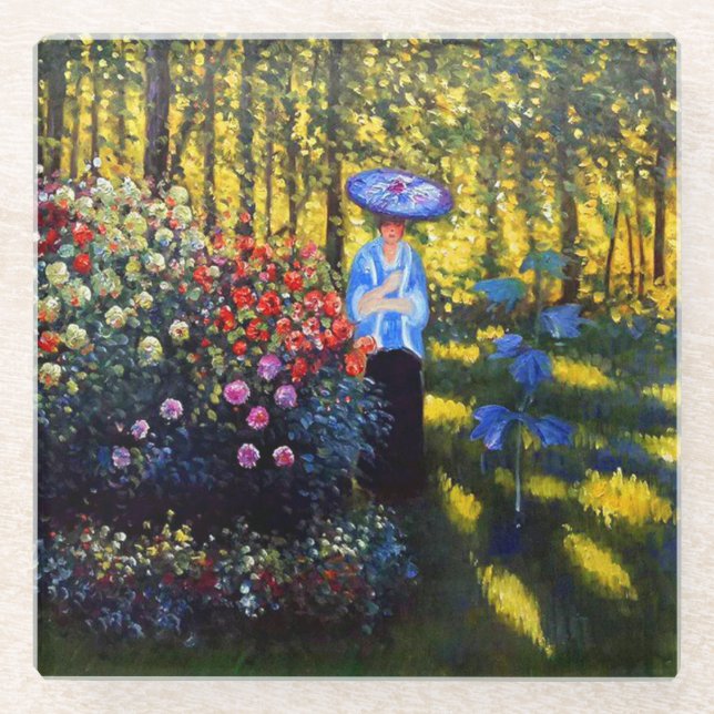 Monet Woman mit Parasol im Garten Glasuntersetzer (Vorderseite)