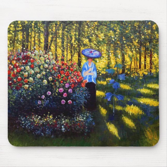Monet Woman mit Parasol im Garten Mousepad (Vorne)
