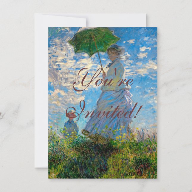 Monet Woman Parasol Impressionismus Einladung (Vorderseite)