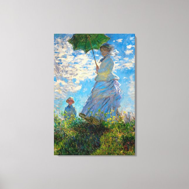 Monet Woman Parasol Impressionismus Leinwanddruck (Vorderseite)