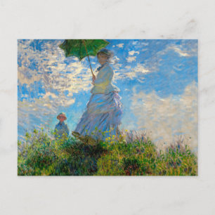 Monet Woman Parasol Impressionismus Postkarte