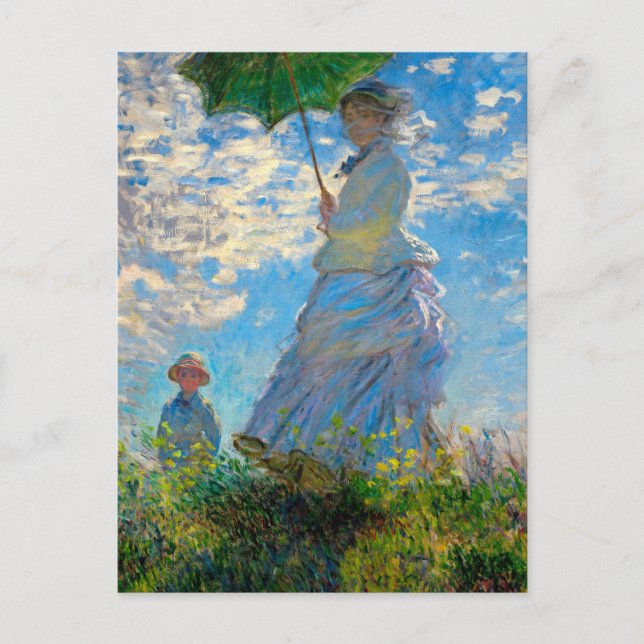 Monet Woman Parasol Impressionismus Postkarte (Vorderseite)