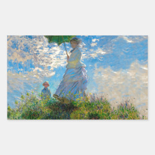 Monet Woman Parasol Impressionismus Rechteckiger Aufkleber
