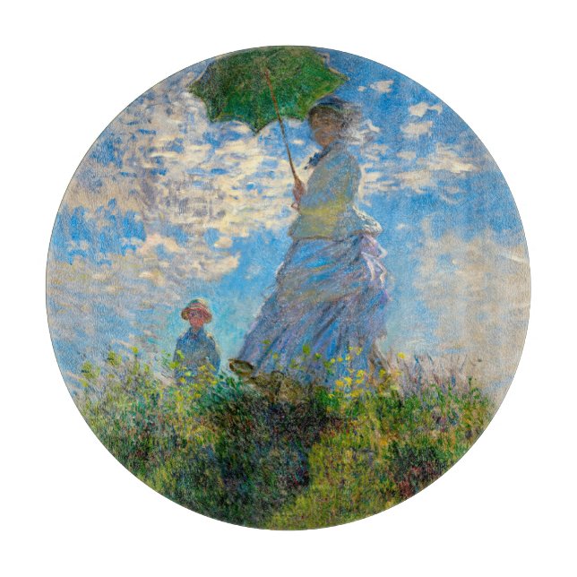 Monet Woman Parasol Impressionismus Schneidebrett (Vorderseite)