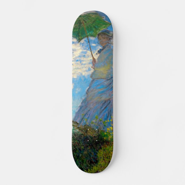 Monet Woman Parasol Impressionismus Skateboard (Vorderseite)