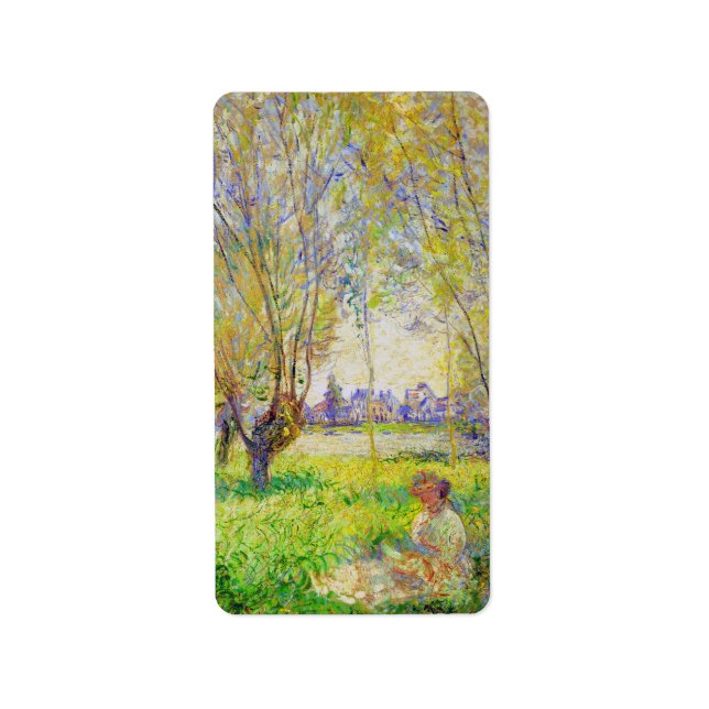 Monet Woman sitzt unter der willows Fine Art Adressaufkleber (Vorne)