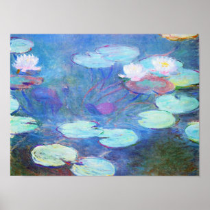 Monets berühmte, Seerosen, Rosa, 1899, Poster