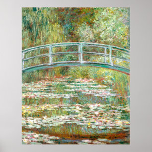 Monet's Bridge über einen Teich der Wasserlien Poster