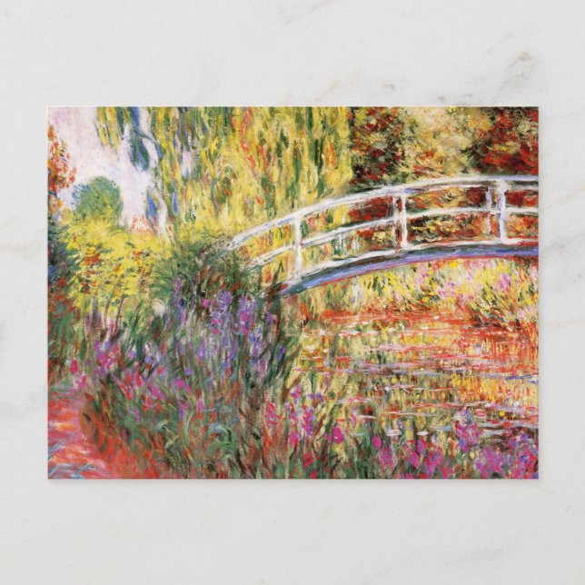 Monet's Bridge und Blume Postkarte (Vorderseite)