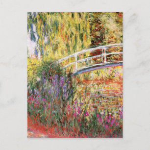 Monets Brücke und Blumen Postkarte
