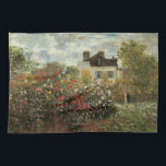 Monet's Garden in Argenteuil von Claude Monet Geschirrtuch<br><div class="desc">Der Artist's Garden in Argenteuil (Eine Ecke des Gartens mit Dahlias) (1873) von Claude Monet ist ein Vintager Impressionismus feiner Kunst Blumenmalerei. Ein Landhaus liegt im Hintergrund. Ein Paar in der Liebe geht vorbei an einem romantischen Frühlingsgarten mit blühenden Rose und anderen Blume. Über den Künstler: Claude Monet (1840-1926) war...</div>