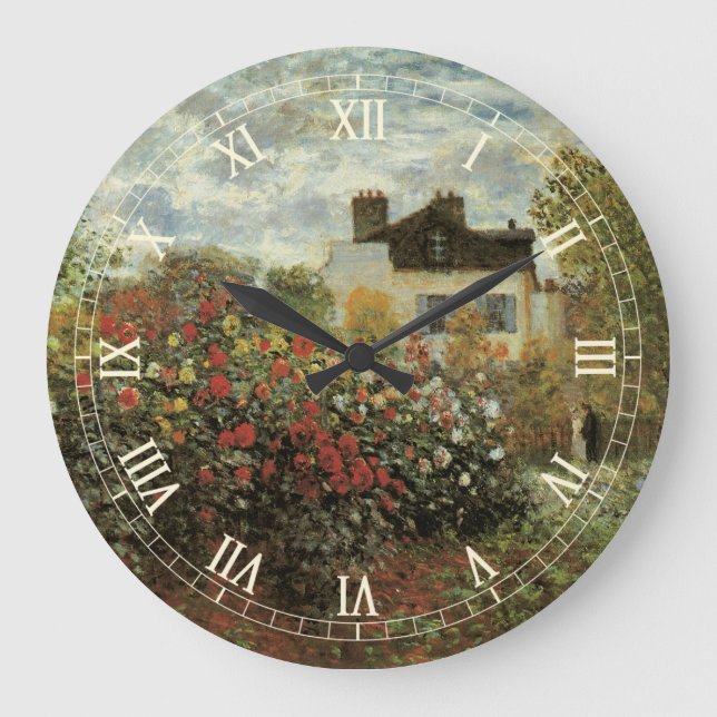 Monet's Garden in Argenteuil von Claude Monet Große Wanduhr (Vorderseite)