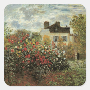 Monet's Garden in Argenteuil von Claude Monet Quadratischer Aufkleber