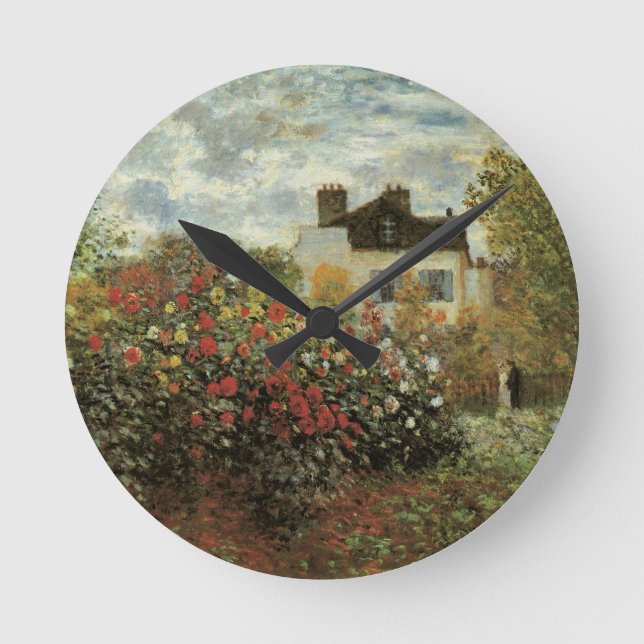Monet's Garden in Argenteuil von Claude Monet Runde Wanduhr (Vorderseite)