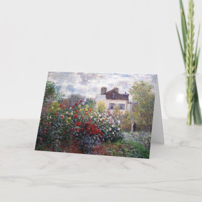 Monets Garten mit Dahlie-Kunst-Karte Karte (Vorderseite)