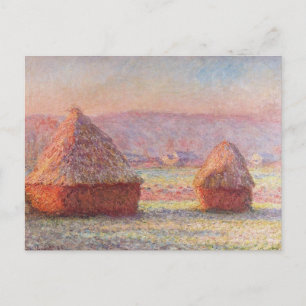 Monet's Haystacks, weißer Frost, Sonnenaufgang Postkarte