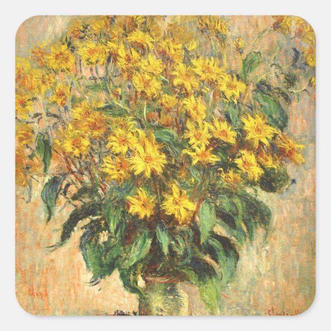 Monet's Jerusalem Artichokes Quadratischer Aufkleber (Vorderseite)