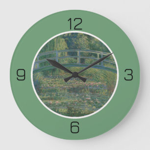 Monets Seerosenteich und Fußgängerbrücke Partyarti Große Wanduhr