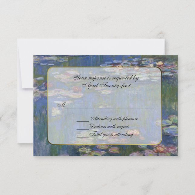 Monets Water Lilies UAWG Response Card RSVP Karte (Vorderseite)