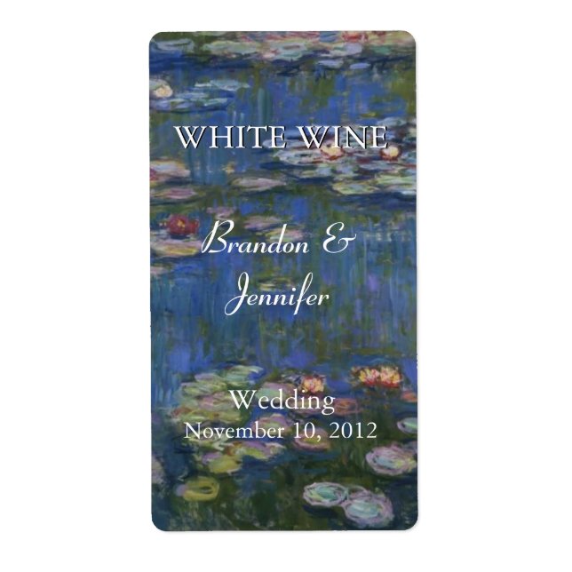 Monets Water Lilies Wedding Wine Labels (Vorne)