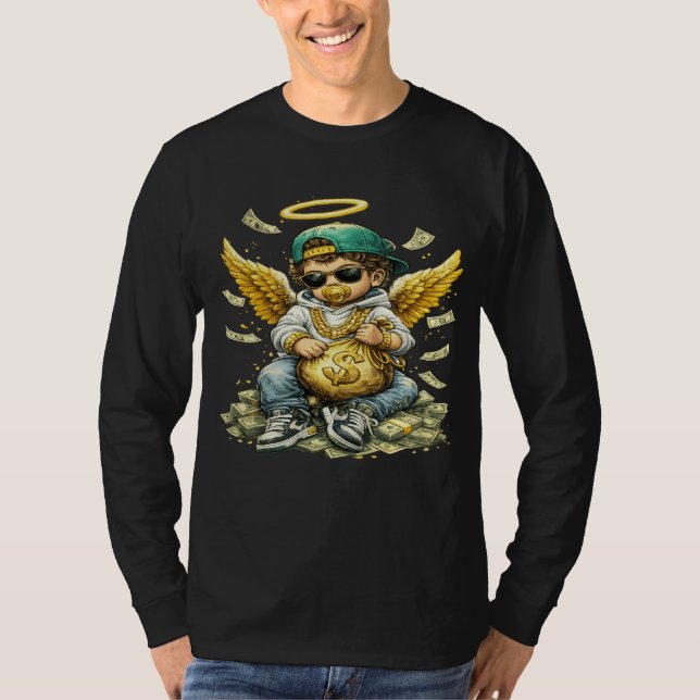 Money Angel Street Style Langarm-Shirt T-Shirt (Vorderseite)