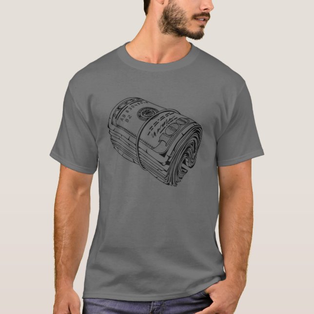 Money Bundle Hoodie, Money Rolls Motif, Urban Art T-Shirt (Vorderseite)