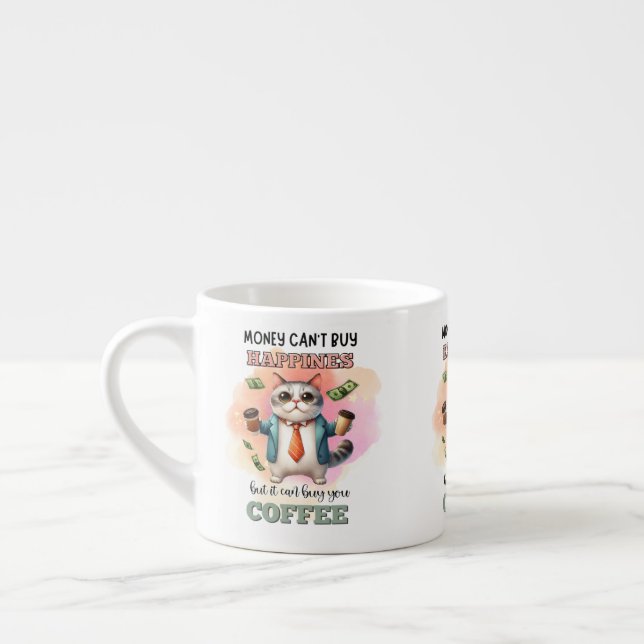 Money Can't Buy Happiness Funny Cat Lover Gift  Espressotasse (Links)