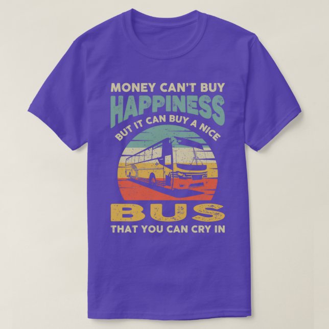 Money Cant kaufen Glück Retro Funny Bus T-Shirt (Design vorne)