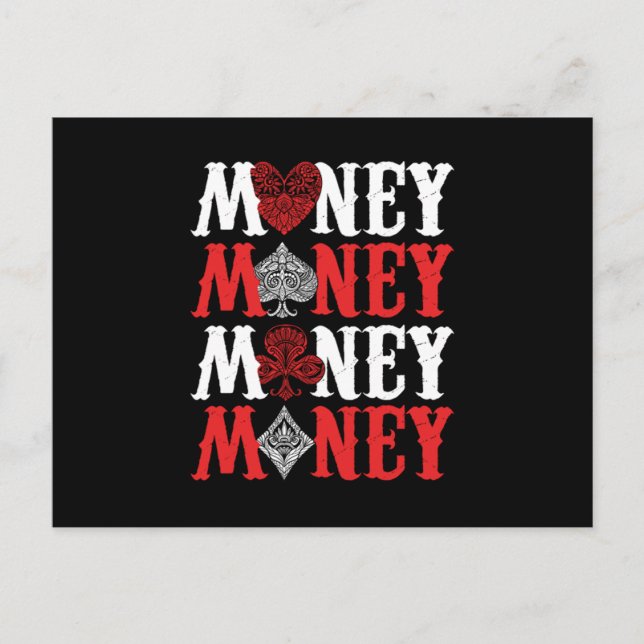 Money Casino Player Cards Poker Bluff Gambler Gift Postkarte (Vorderseite)