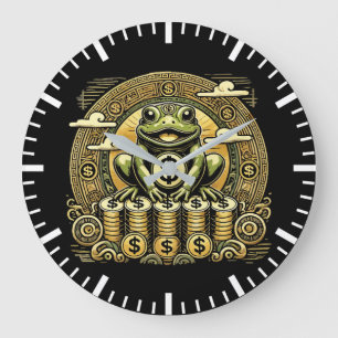 Money Frog, Lucky Toad, Jin Chan - Erfolg Glück Große Wanduhr