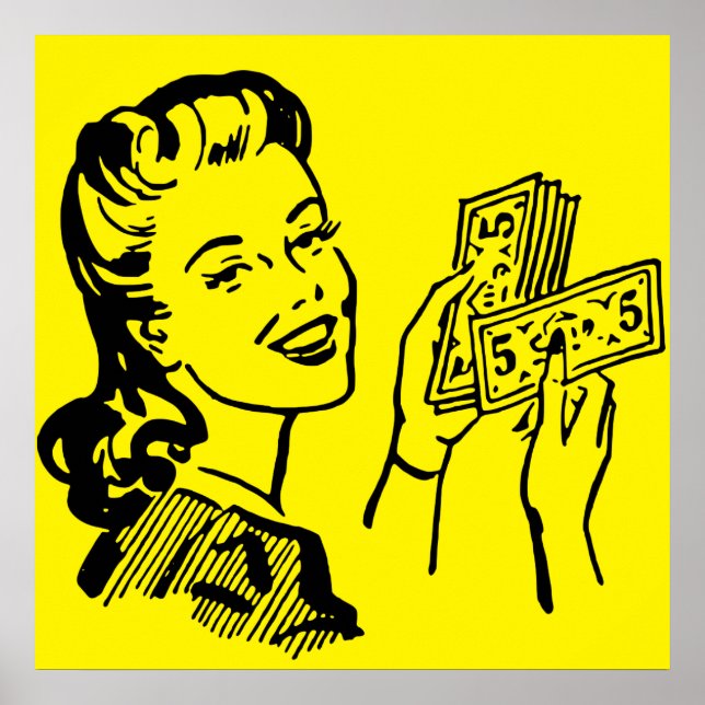 Money Girl Pop Art Large Poster (Vorne)