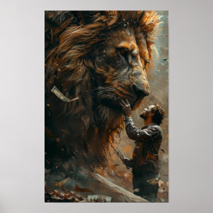 Money Lion: Einzigartiges Poster mit einer Löwe au