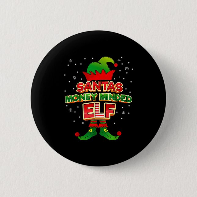 Money Minded Elf Christmas Matching Costumes X-mas Button (Vorderseite)