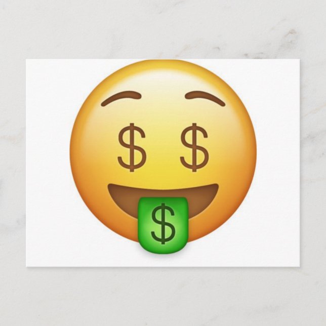 Money Mouth Unglaublich witzig Emoji Postkarte (Vorderseite)