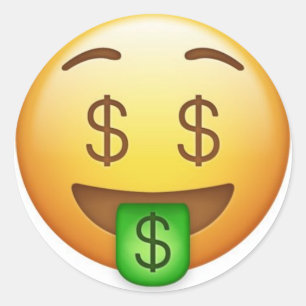 Money Mouth Unglaublich witzig Emoji Runder Aufkleber