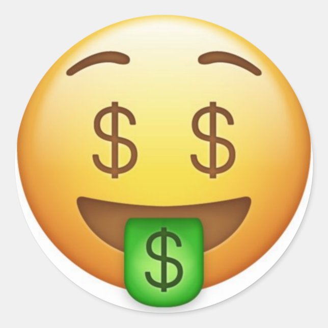Money Mouth Unglaublich witzig Emoji Runder Aufkleber (Vorderseite)