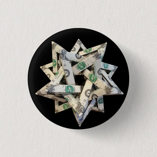 Money Origami Five Intersecting Tetrahedra Button (Vorderseite)