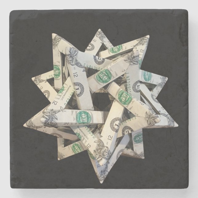 Money Origami Five Intersecting Tetrahedra Steinuntersetzer (Vorderseite)