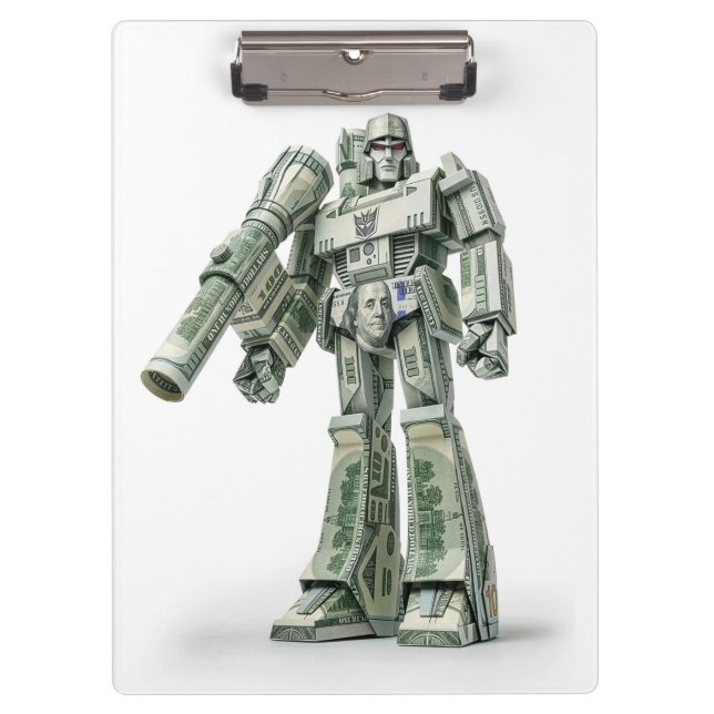 Money Origami Mega Tron Roboter Klemmbrett (Vorderseite)