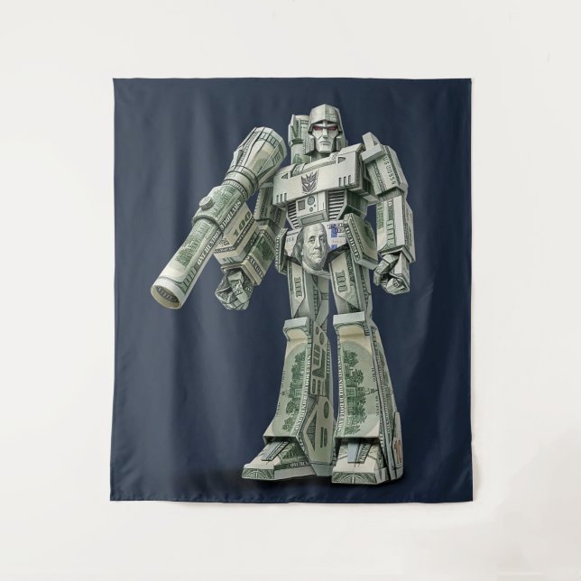 Money Origami Mega Tron Roboter Wandteppich (Vorderseite)