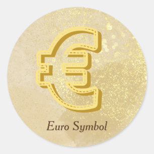 Money Reiki infundiert Gelbes Euro-Symbol Runder Aufkleber